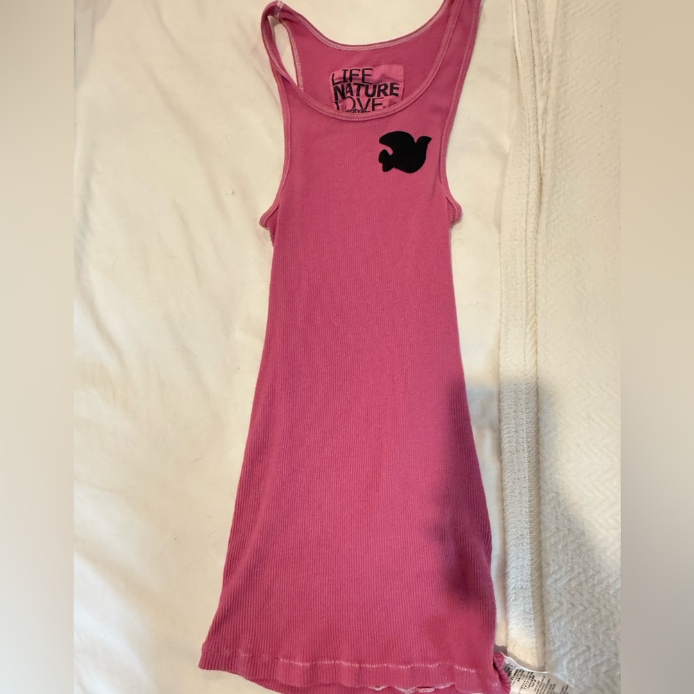 Free city Pink Tank Top with Black Logo